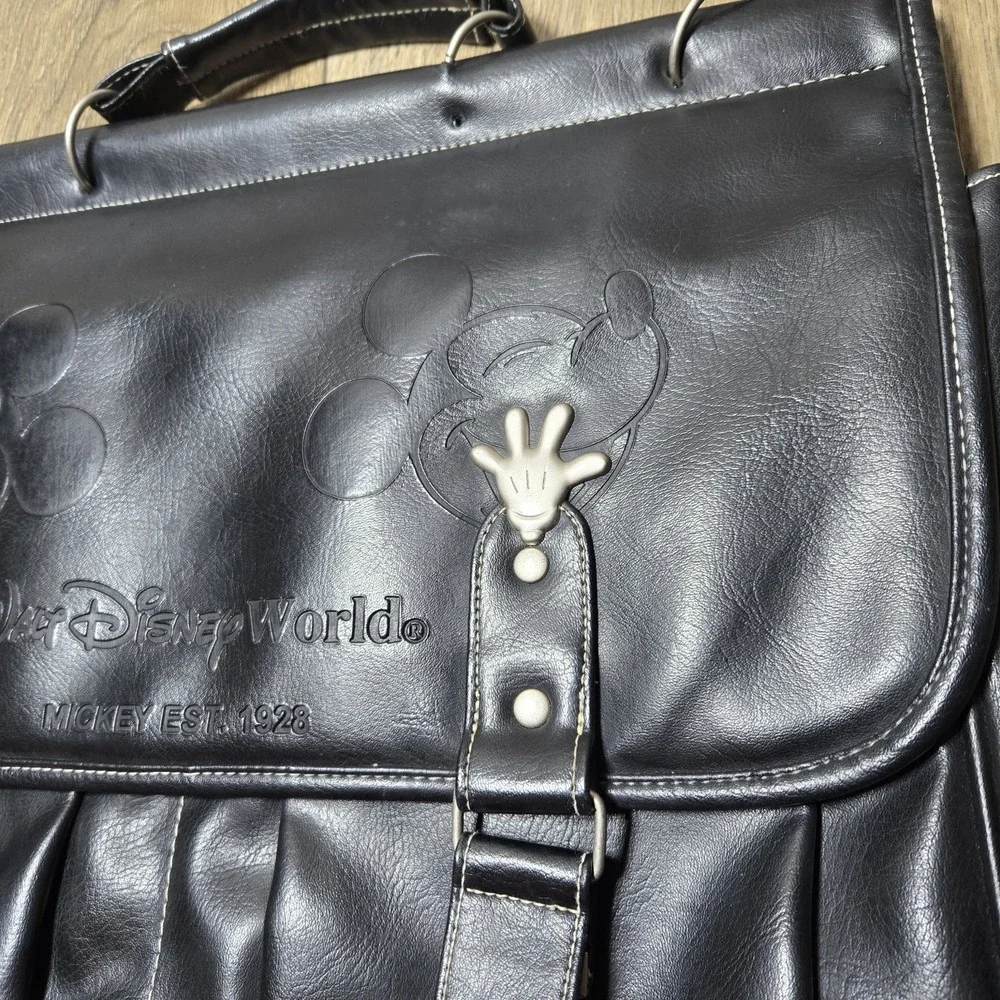 Walt Disney World Multi Pocket Latching Briefcase Mickey Hands & Heads Read‎